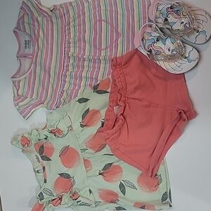 5/$30 CARTER'S Peach Print + Stripes Cotton Pastel + Unicorn Flip Flops